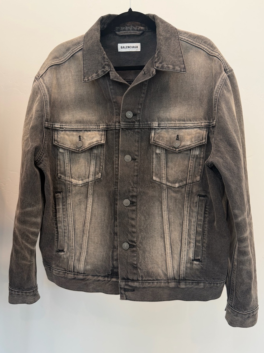 Balenciaga Oversized Washed Black Denim Jacket Size 34 - Picture 5 of 8